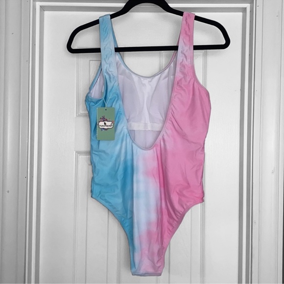 New! FUNNY GIRL Tie Dye Letter Graphic One-piece - Picture 3 of 9